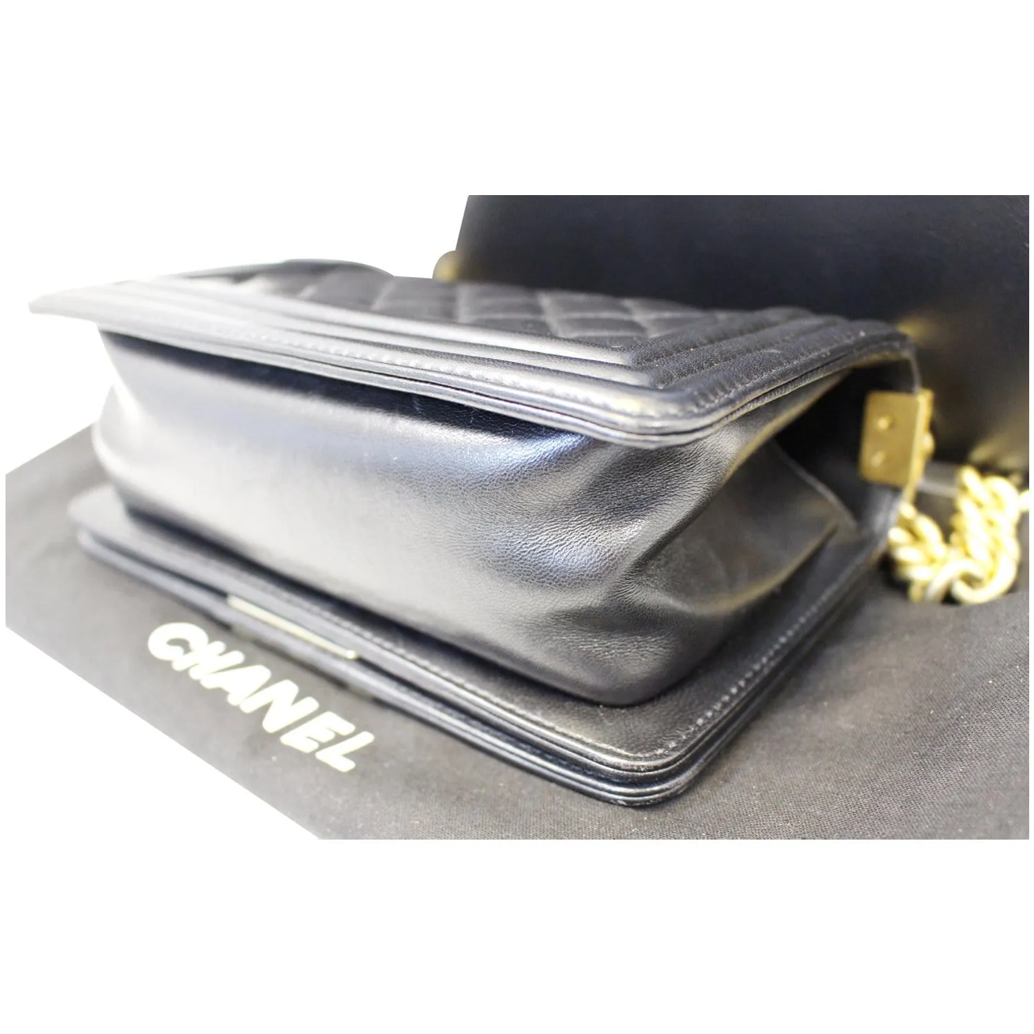 CHANEL Le Boy Small Lambskin Leather Shoulder Bag Black