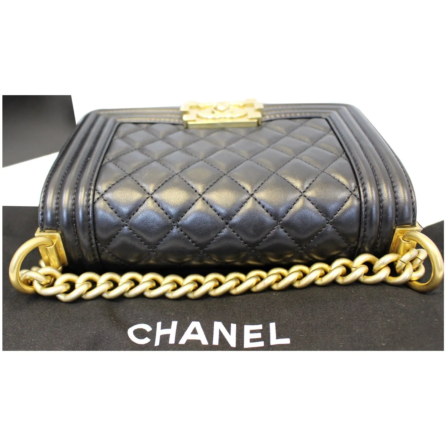 CHANEL Le Boy Small Lambskin Leather Shoulder Bag Black