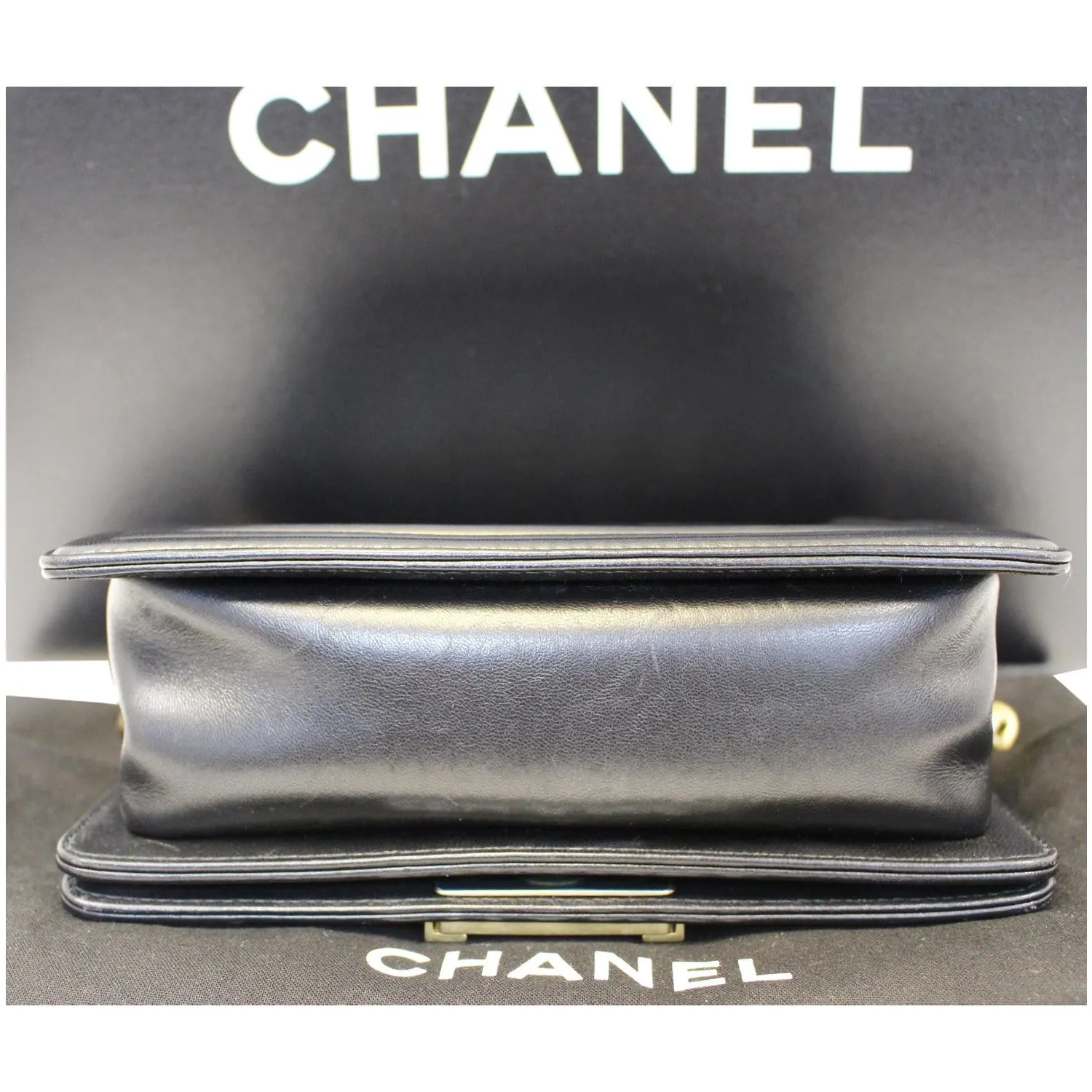 CHANEL Le Boy Small Lambskin Leather Shoulder Bag Black