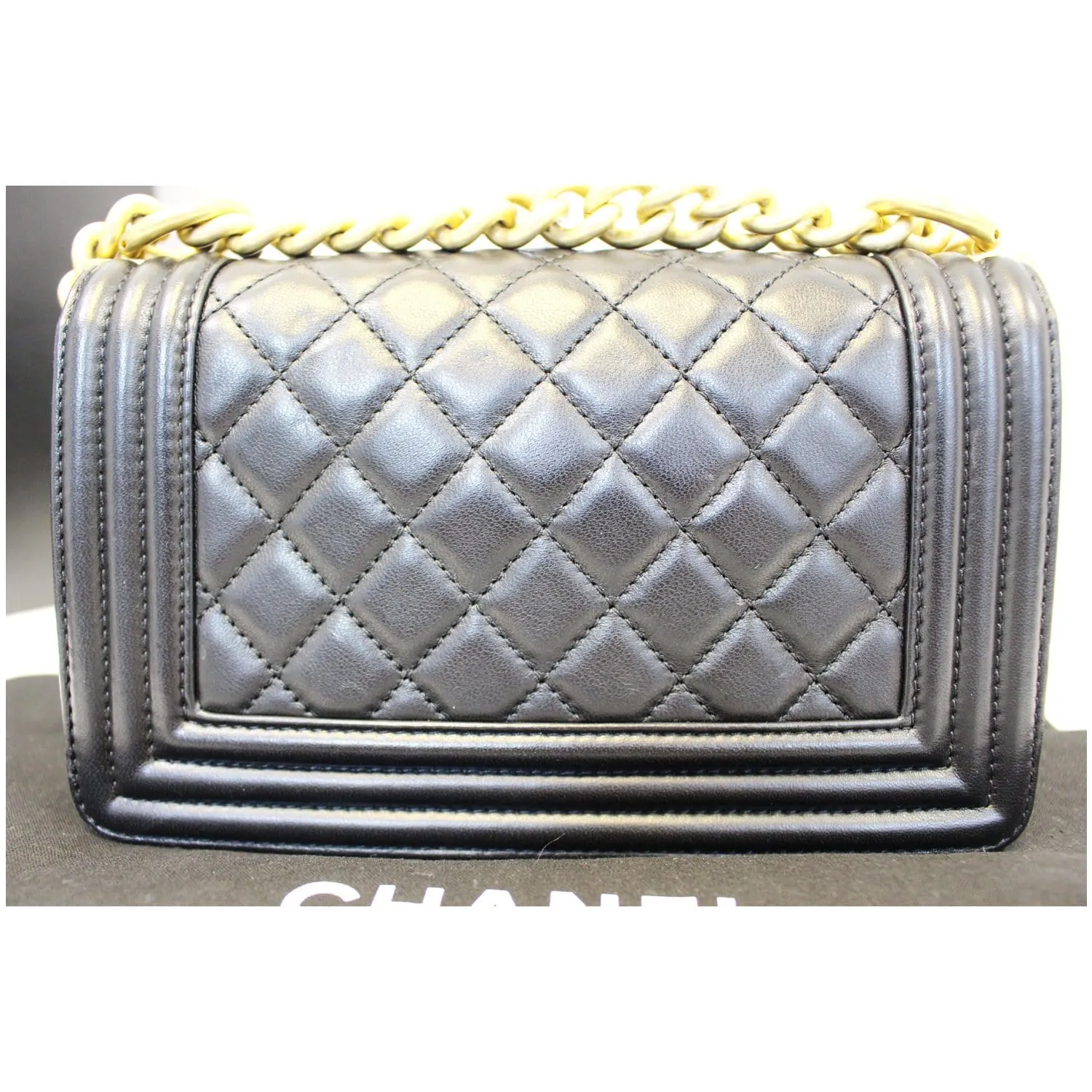 CHANEL Le Boy Small Lambskin Leather Shoulder Bag Black