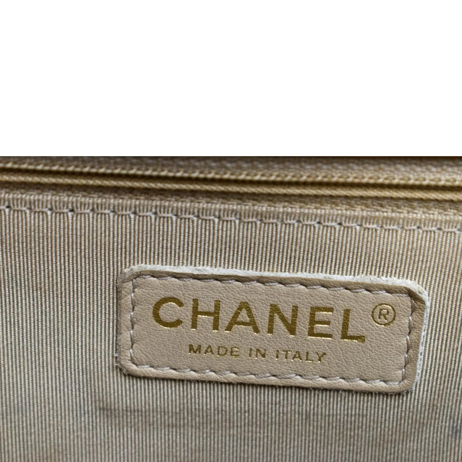 CHANEL Medium Boy Flap Leather Shoulder Bag Beige