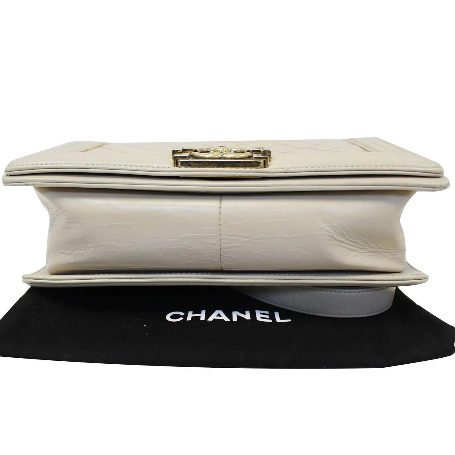 CHANEL Medium Boy Flap Quilted Leather Beige Shoulder Bag