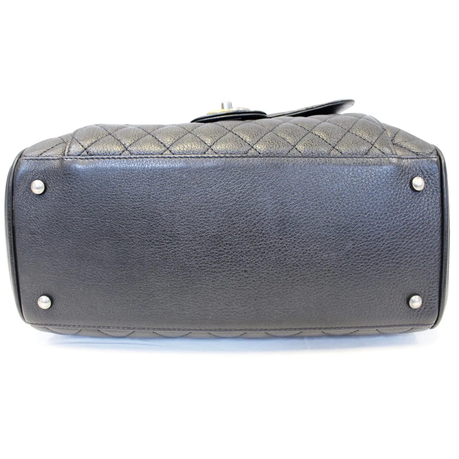 CHANEL Metallic Grained Calfskin Quilted Leather Bowling Bag