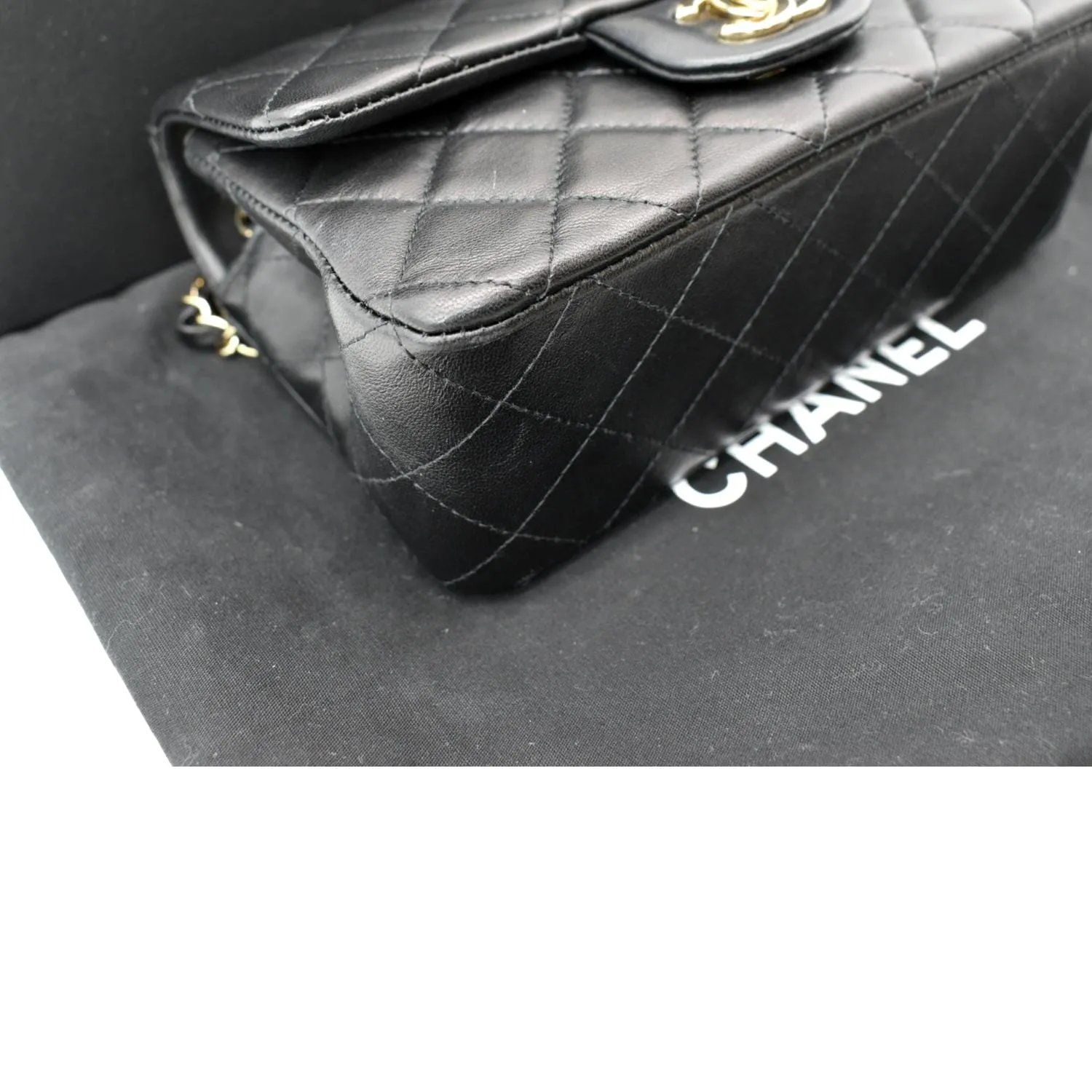 CHANEL Mini Rectangular Flap Quilted Leather Shoulder Bag Black