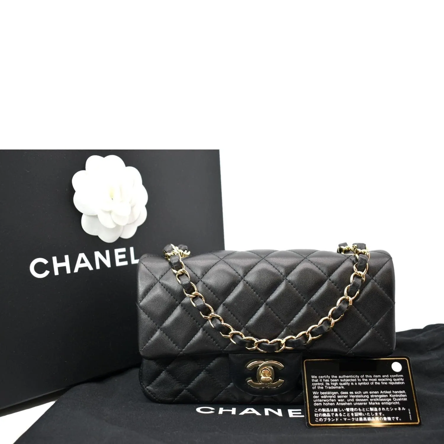 CHANEL Mini Rectangular Flap Quilted Leather Shoulder Bag Black