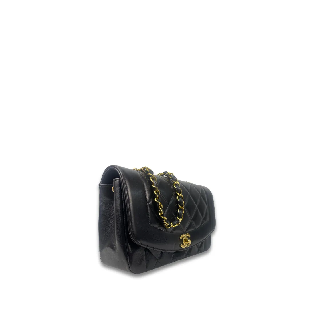 Chanel Small Black Lambskin Diana
