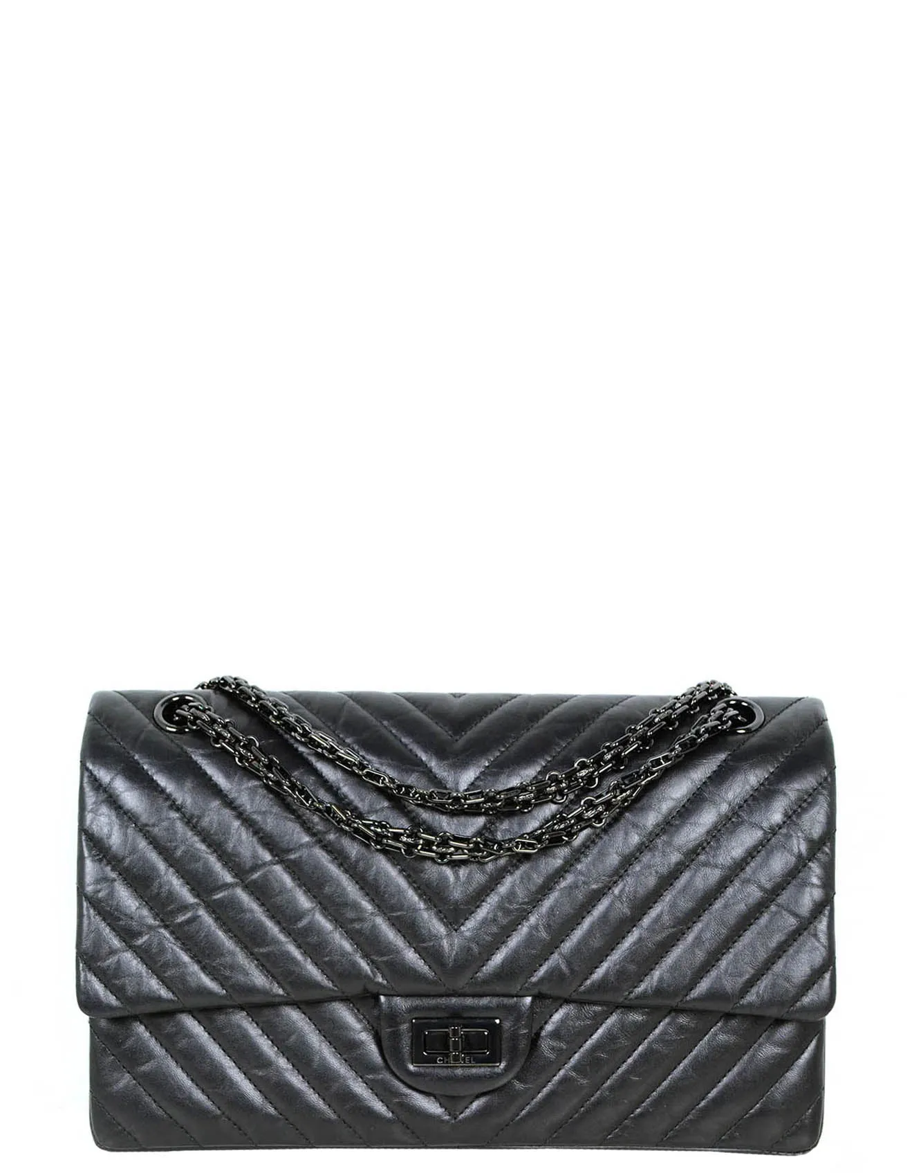 Chanel So Black Calfskin Quilted 2.55 Reissue 226 Flap Bag