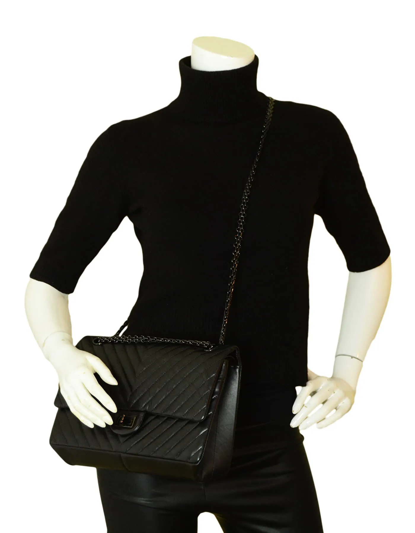 Chanel So Black Calfskin Quilted 2.55 Reissue 226 Flap Bag