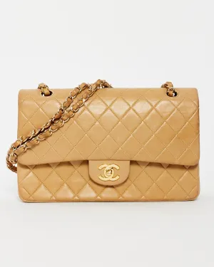 Chanel Vintage Beige Lambskin Medium Double Flap Bag GHW