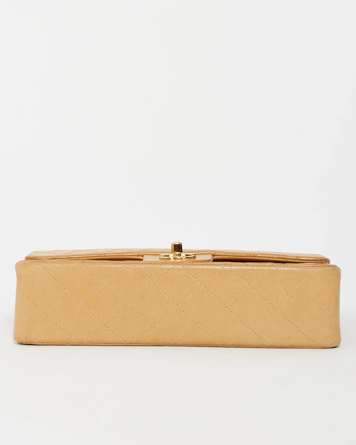 Chanel Vintage Beige Lambskin Medium Double Flap Bag GHW