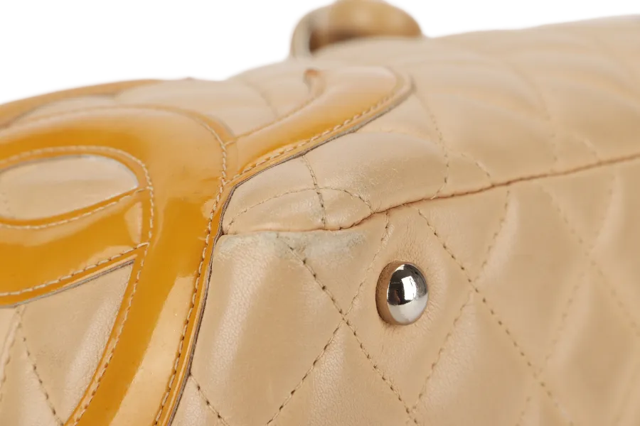 CHANEL VINTAGE CAMBON BOWLER BAG (1023xxxx) BEIGE LAMBSKIN WITH DUST COVER AND BOX