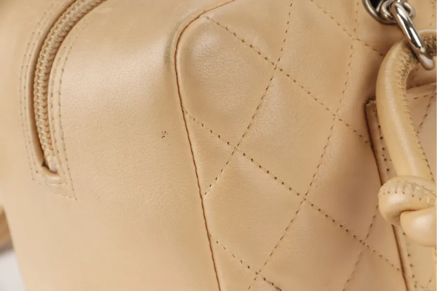 CHANEL VINTAGE CAMBON BOWLER BAG (1023xxxx) BEIGE LAMBSKIN WITH DUST COVER AND BOX