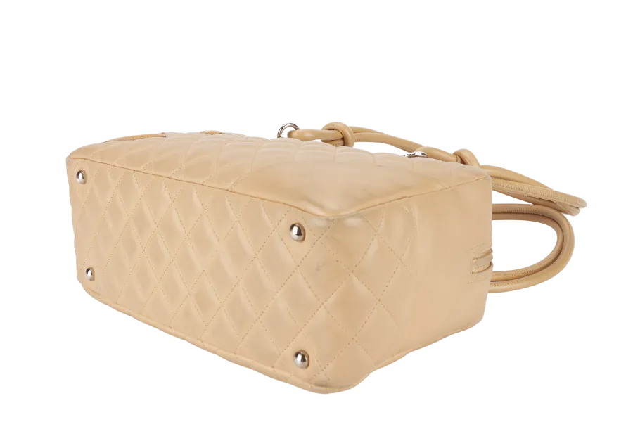 CHANEL VINTAGE CAMBON BOWLER BAG (1023xxxx) BEIGE LAMBSKIN WITH DUST COVER AND BOX