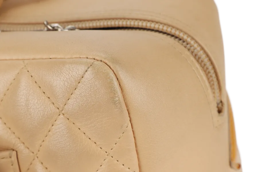 CHANEL VINTAGE CAMBON BOWLER BAG (1023xxxx) BEIGE LAMBSKIN WITH DUST COVER AND BOX
