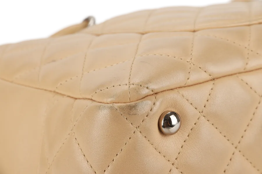 CHANEL VINTAGE CAMBON BOWLER BAG (1023xxxx) BEIGE LAMBSKIN WITH DUST COVER AND BOX
