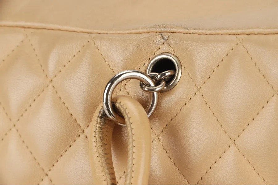 CHANEL VINTAGE CAMBON BOWLER BAG (1023xxxx) BEIGE LAMBSKIN WITH DUST COVER AND BOX