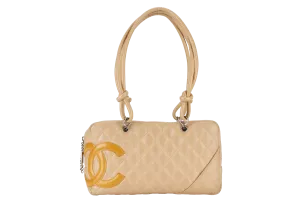 CHANEL VINTAGE CAMBON BOWLER BAG (1023xxxx) BEIGE LAMBSKIN WITH DUST COVER AND BOX