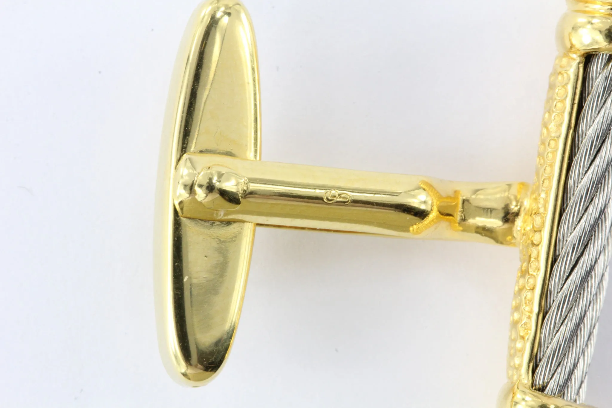 Charriol Cable Steel & Gold Tone Celtic Triple Codron Cufflinks