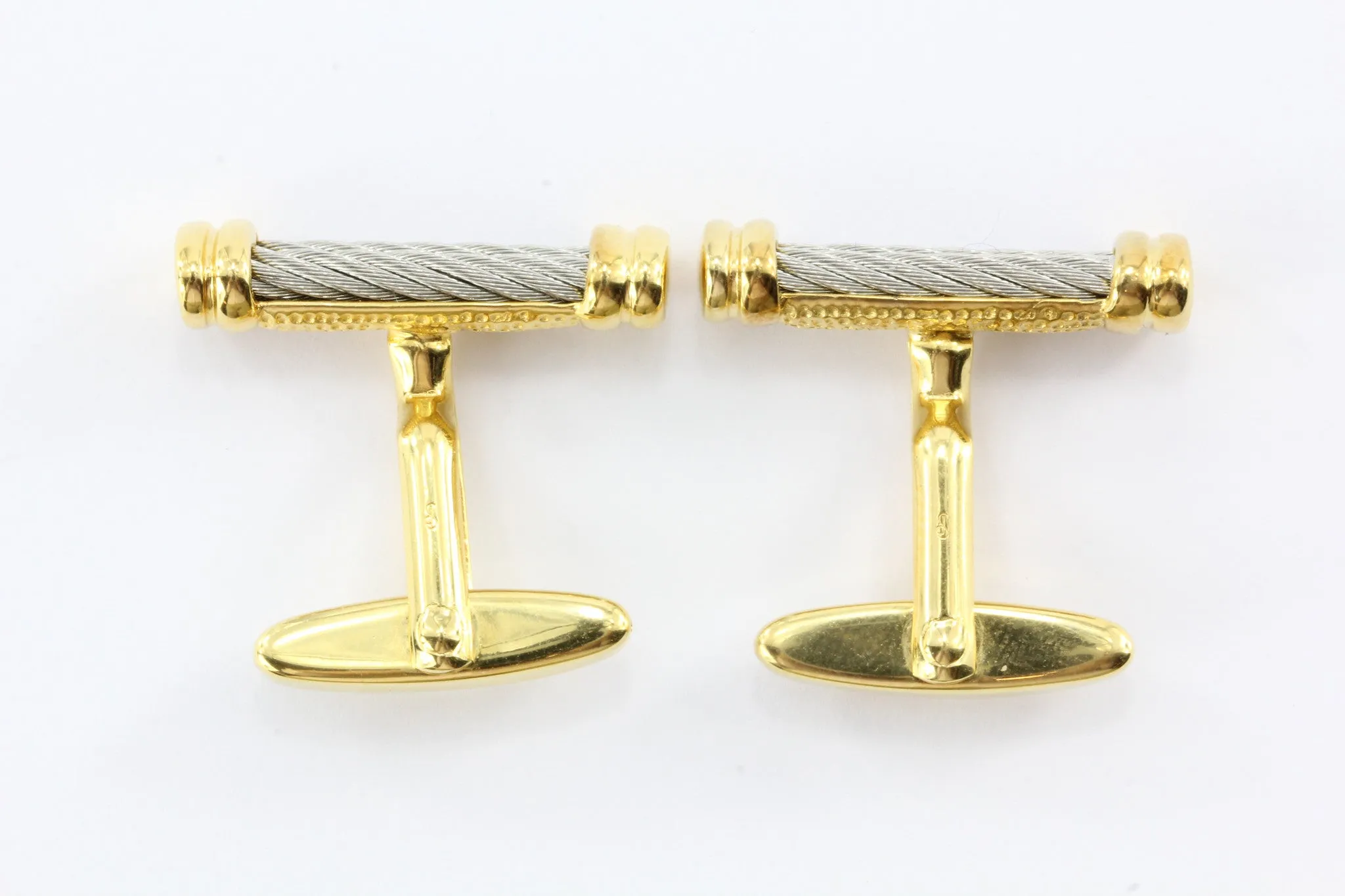 Charriol Cable Steel & Gold Tone Celtic Triple Codron Cufflinks
