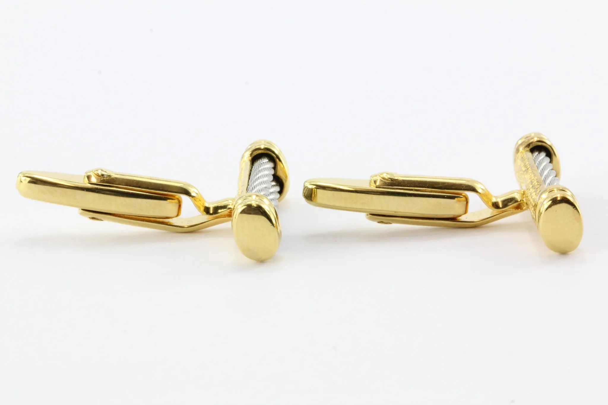 Charriol Cable Steel & Gold Tone Celtic Triple Codron Cufflinks