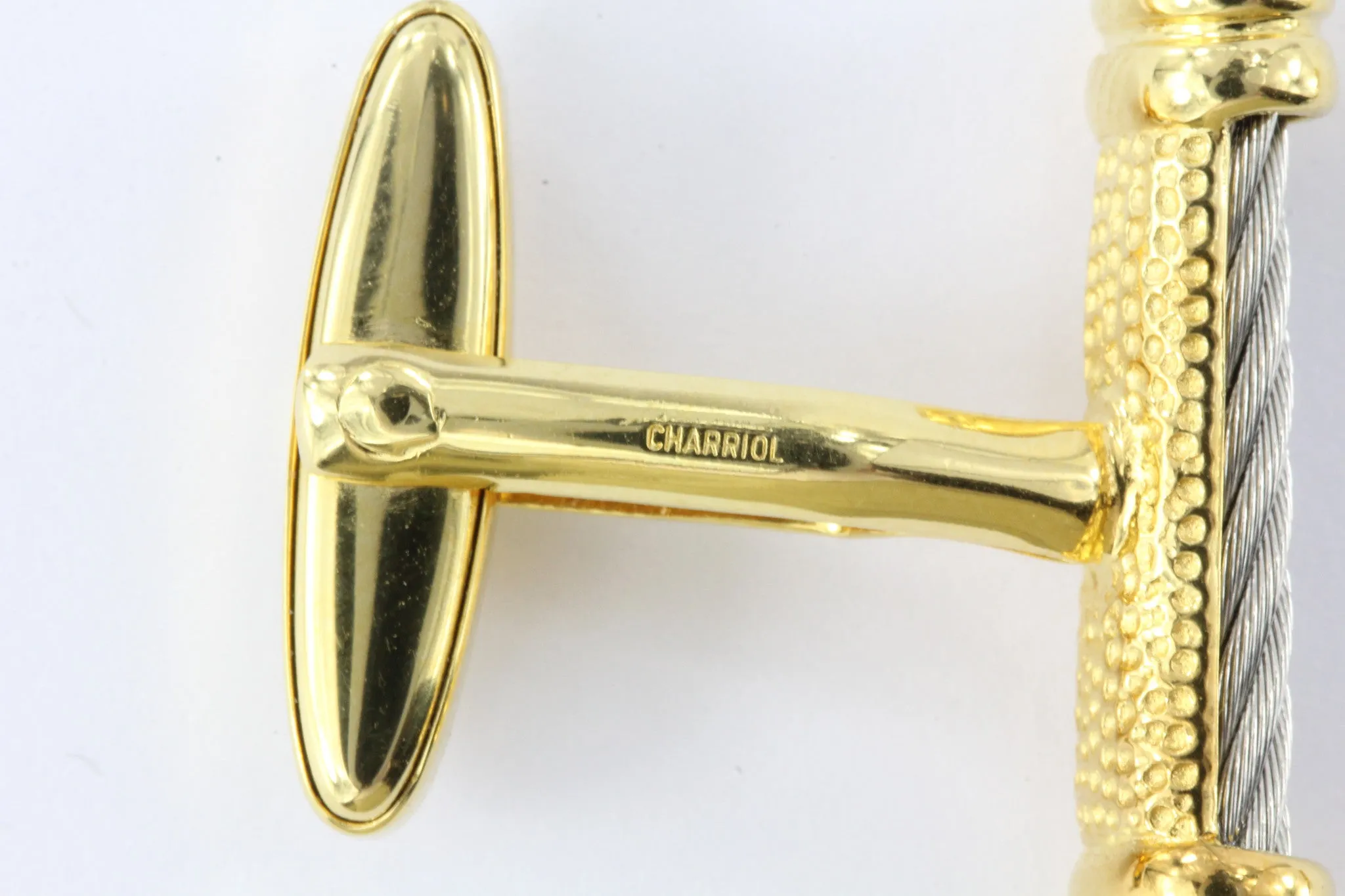 Charriol Cable Steel & Gold Tone Celtic Triple Codron Cufflinks