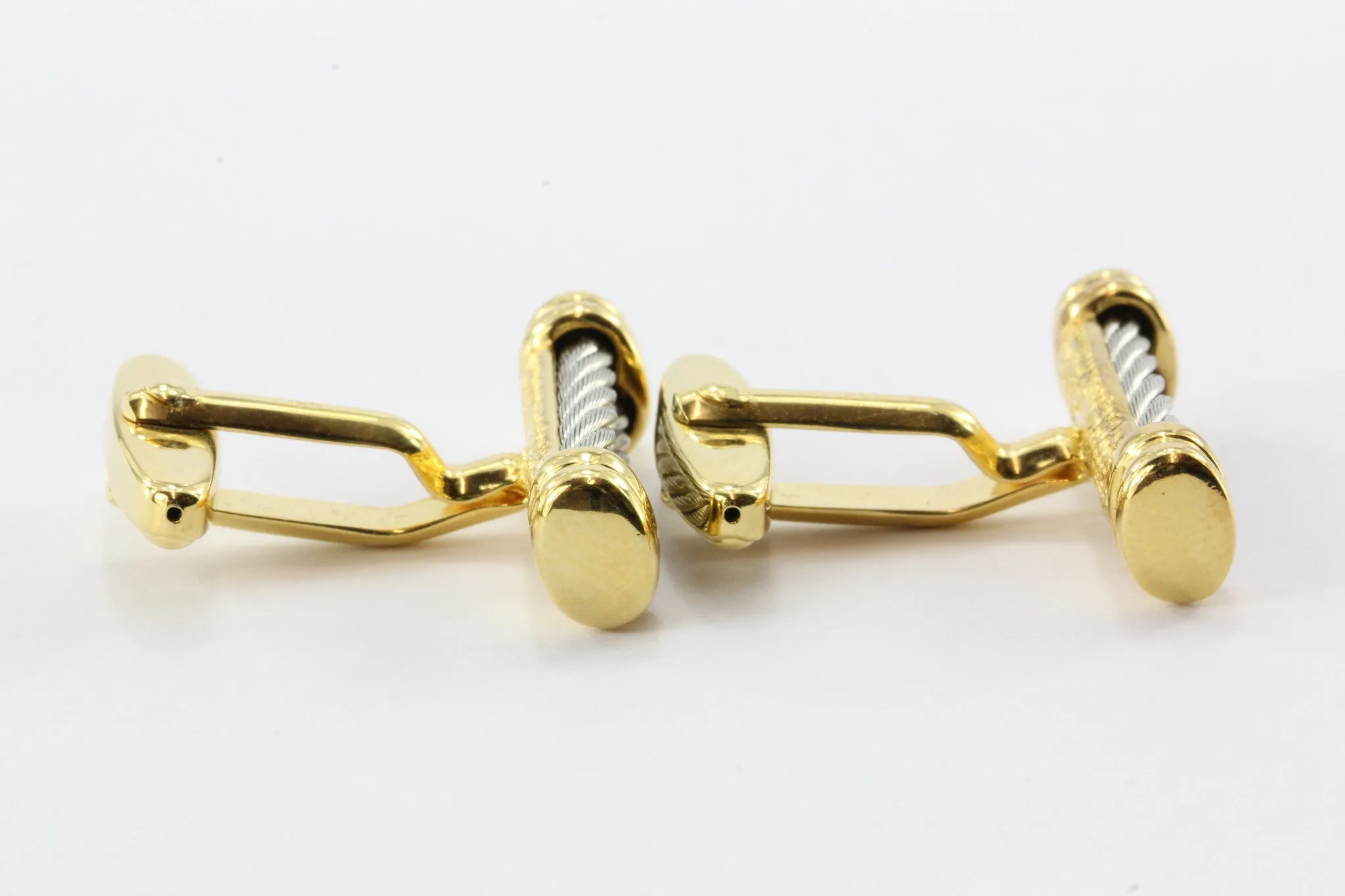 Charriol Cable Steel & Gold Tone Celtic Triple Codron Cufflinks