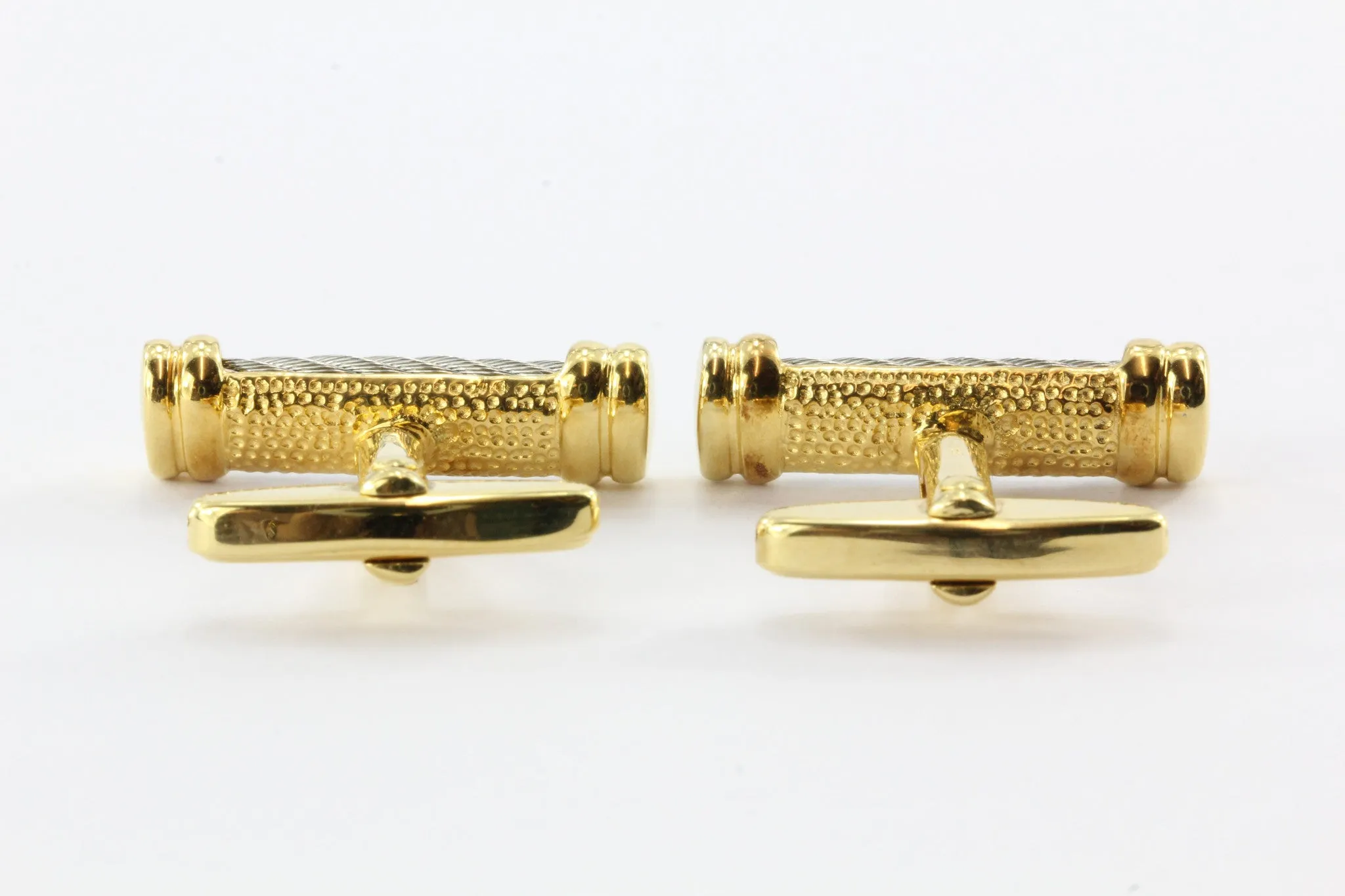 Charriol Cable Steel & Gold Tone Celtic Triple Codron Cufflinks
