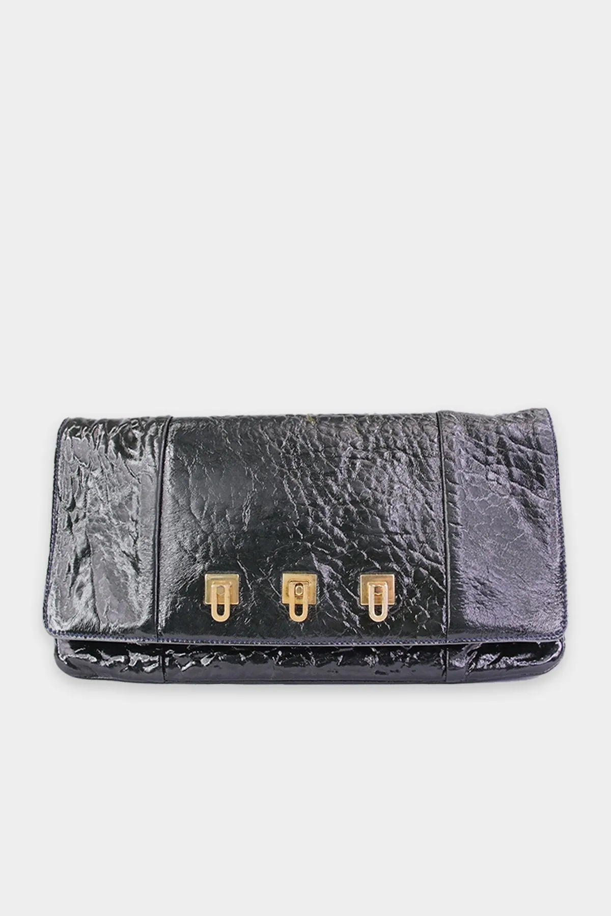 Chloe Dark Green Patent Leather Medium Clutch