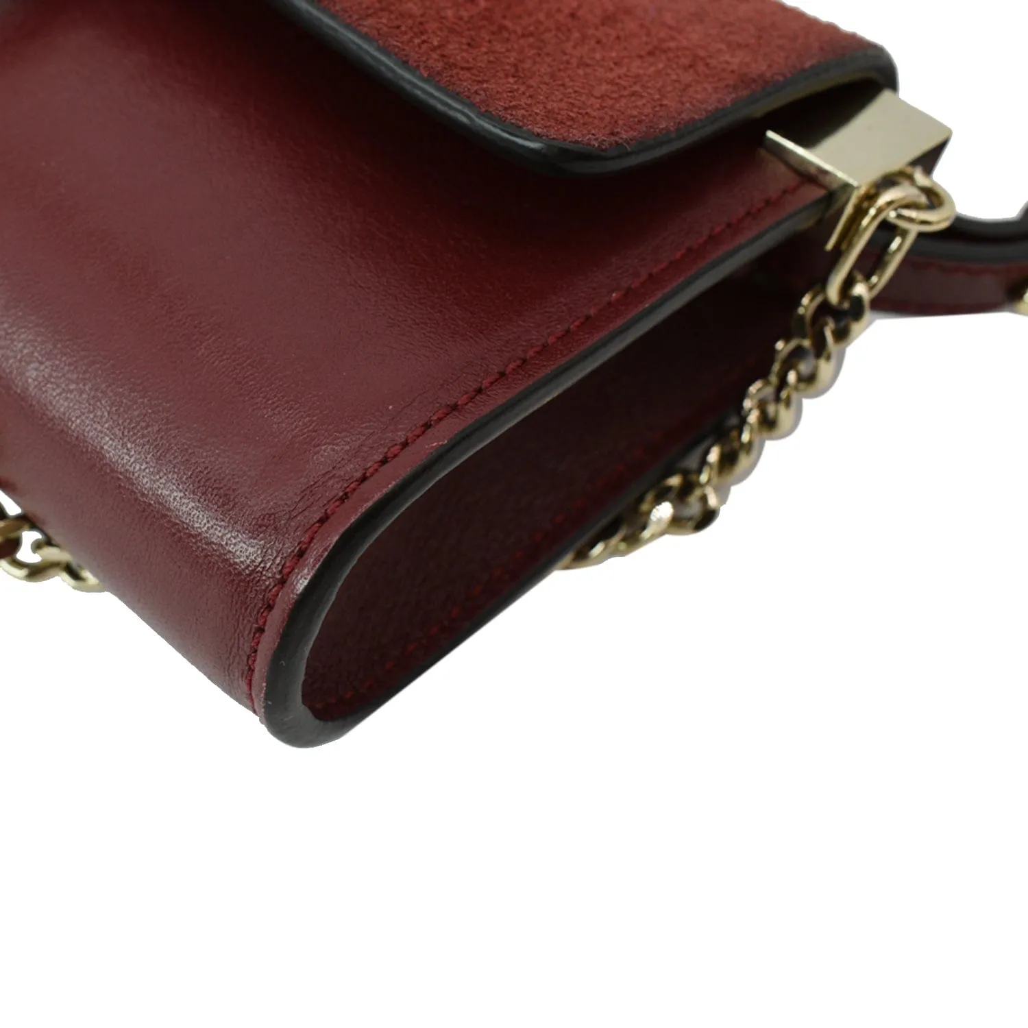 CHLOE Mini Faye Suede Calfskin Leather Shoulder Bag Red