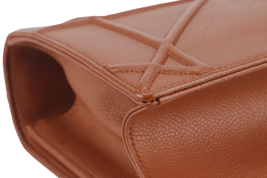 CHRISTIAN DIOR DIORAMA SHOULDER BAG (09-BO-0176) COPPER BROWN LEATHER GOLD HARDWARE WITH STRAPS , CARD AND DUST COVER