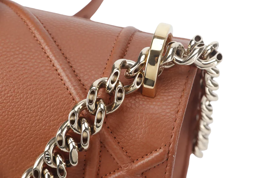 CHRISTIAN DIOR DIORAMA SHOULDER BAG (09-BO-0176) COPPER BROWN LEATHER GOLD HARDWARE WITH STRAPS , CARD AND DUST COVER