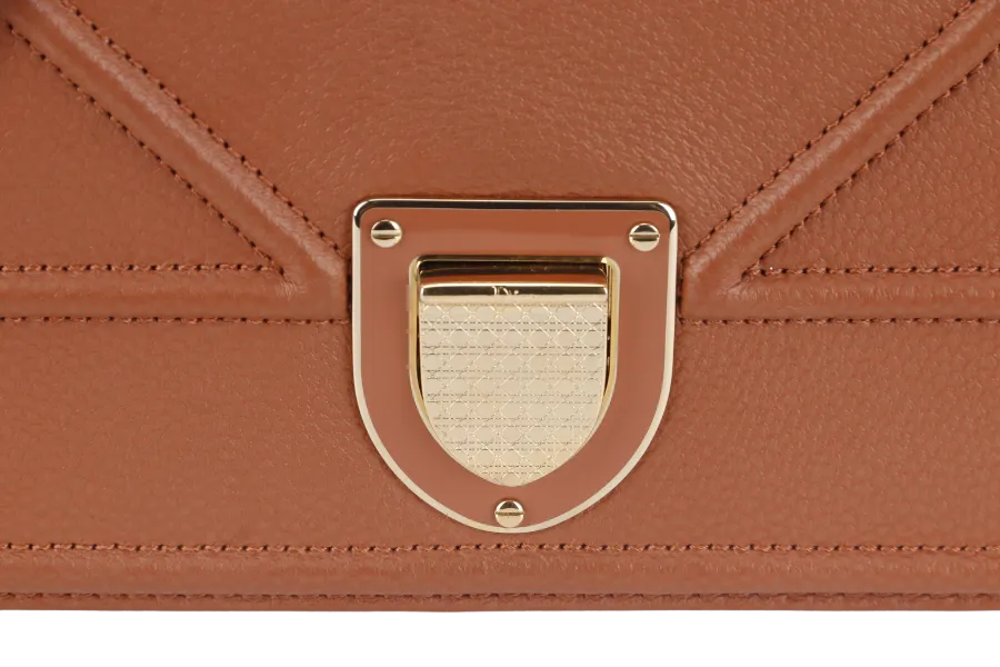 CHRISTIAN DIOR DIORAMA SHOULDER BAG (09-BO-0176) COPPER BROWN LEATHER GOLD HARDWARE WITH STRAPS , CARD AND DUST COVER