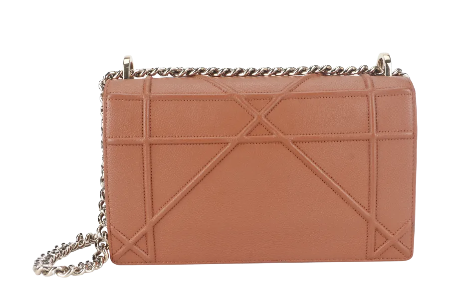 CHRISTIAN DIOR DIORAMA SHOULDER BAG (09-BO-0176) COPPER BROWN LEATHER GOLD HARDWARE WITH STRAPS , CARD AND DUST COVER