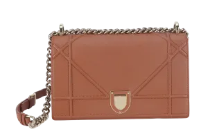 CHRISTIAN DIOR DIORAMA SHOULDER BAG (09-BO-0176) COPPER BROWN LEATHER GOLD HARDWARE WITH STRAPS , CARD AND DUST COVER