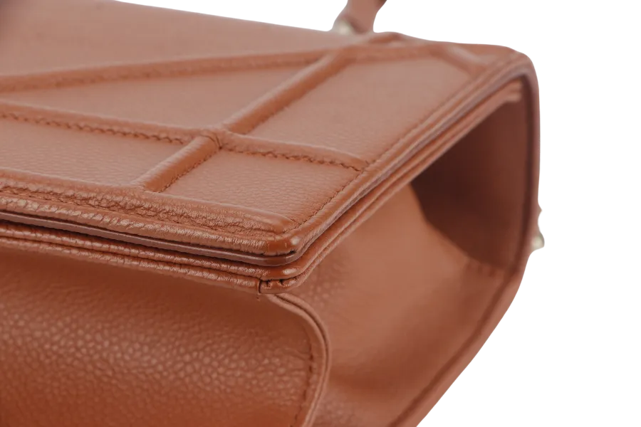 CHRISTIAN DIOR DIORAMA SHOULDER BAG (09-BO-0176) COPPER BROWN LEATHER GOLD HARDWARE WITH STRAPS , CARD AND DUST COVER