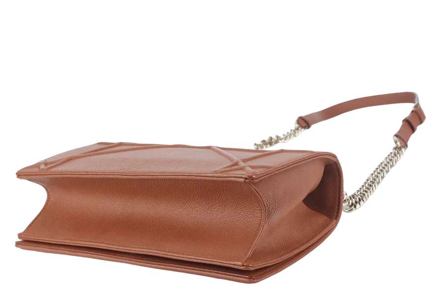 CHRISTIAN DIOR DIORAMA SHOULDER BAG (09-BO-0176) COPPER BROWN LEATHER GOLD HARDWARE WITH STRAPS , CARD AND DUST COVER