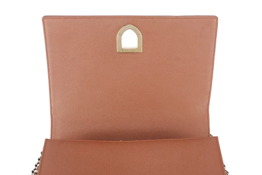 CHRISTIAN DIOR DIORAMA SHOULDER BAG (09-BO-0176) COPPER BROWN LEATHER GOLD HARDWARE WITH STRAPS , CARD AND DUST COVER