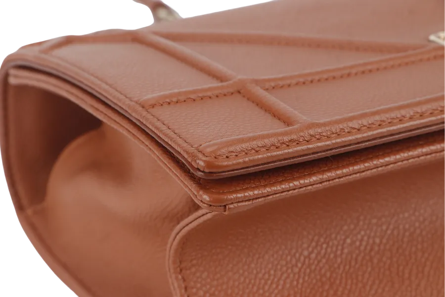 CHRISTIAN DIOR DIORAMA SHOULDER BAG (09-BO-0176) COPPER BROWN LEATHER GOLD HARDWARE WITH STRAPS , CARD AND DUST COVER