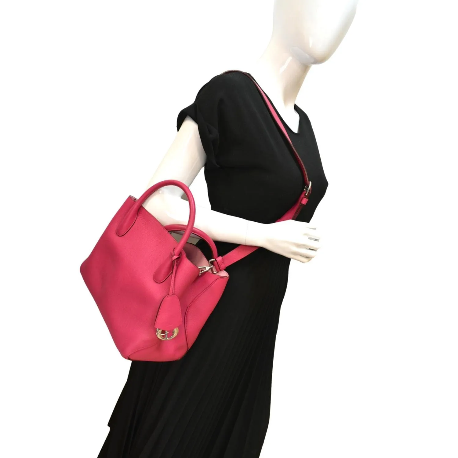 CHRISTIAN DIOR Open Bar Grained Leather Tote Bag Pink