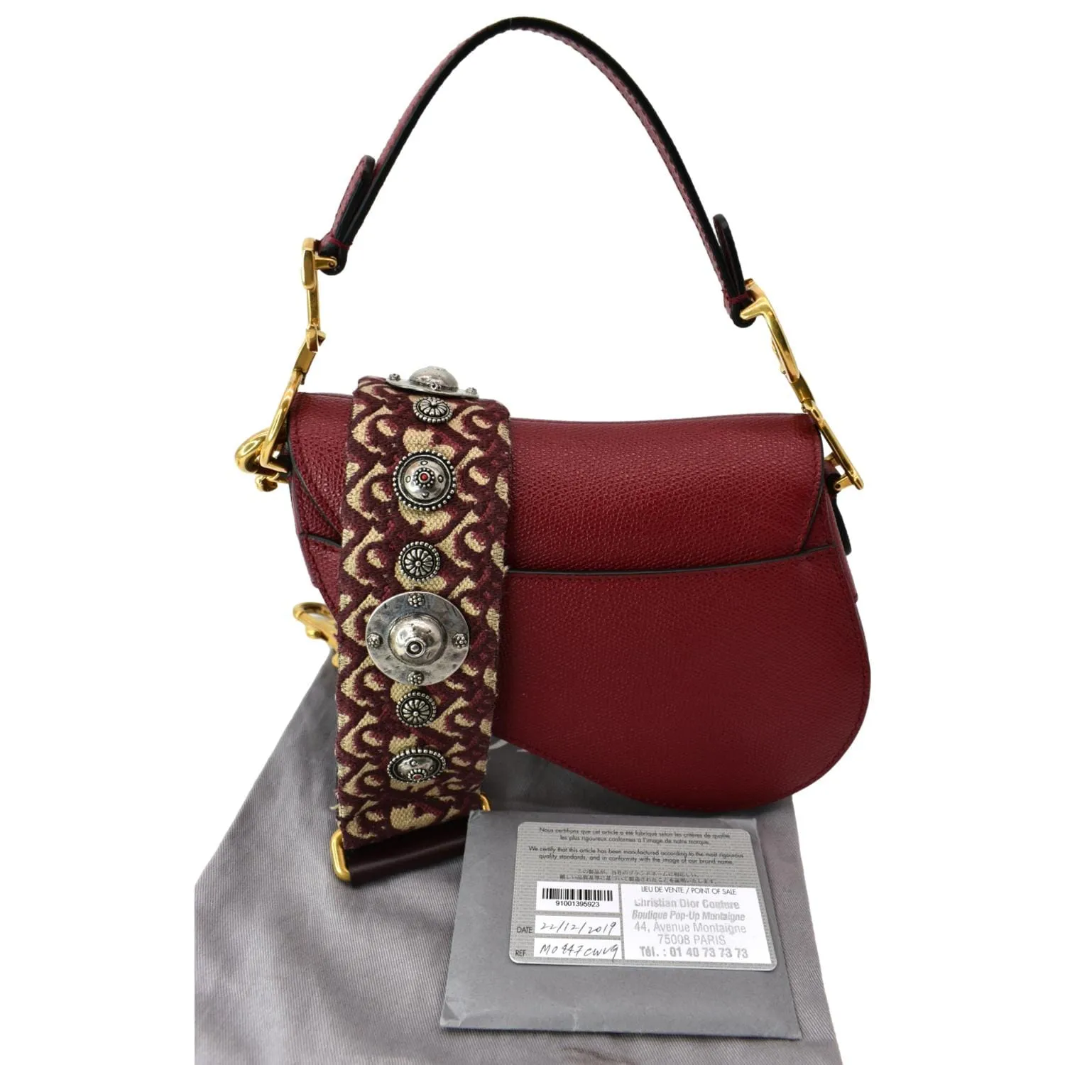 CHRISTIAN DIOR Saddle Oblique Jacquard Shoulder Bag Red