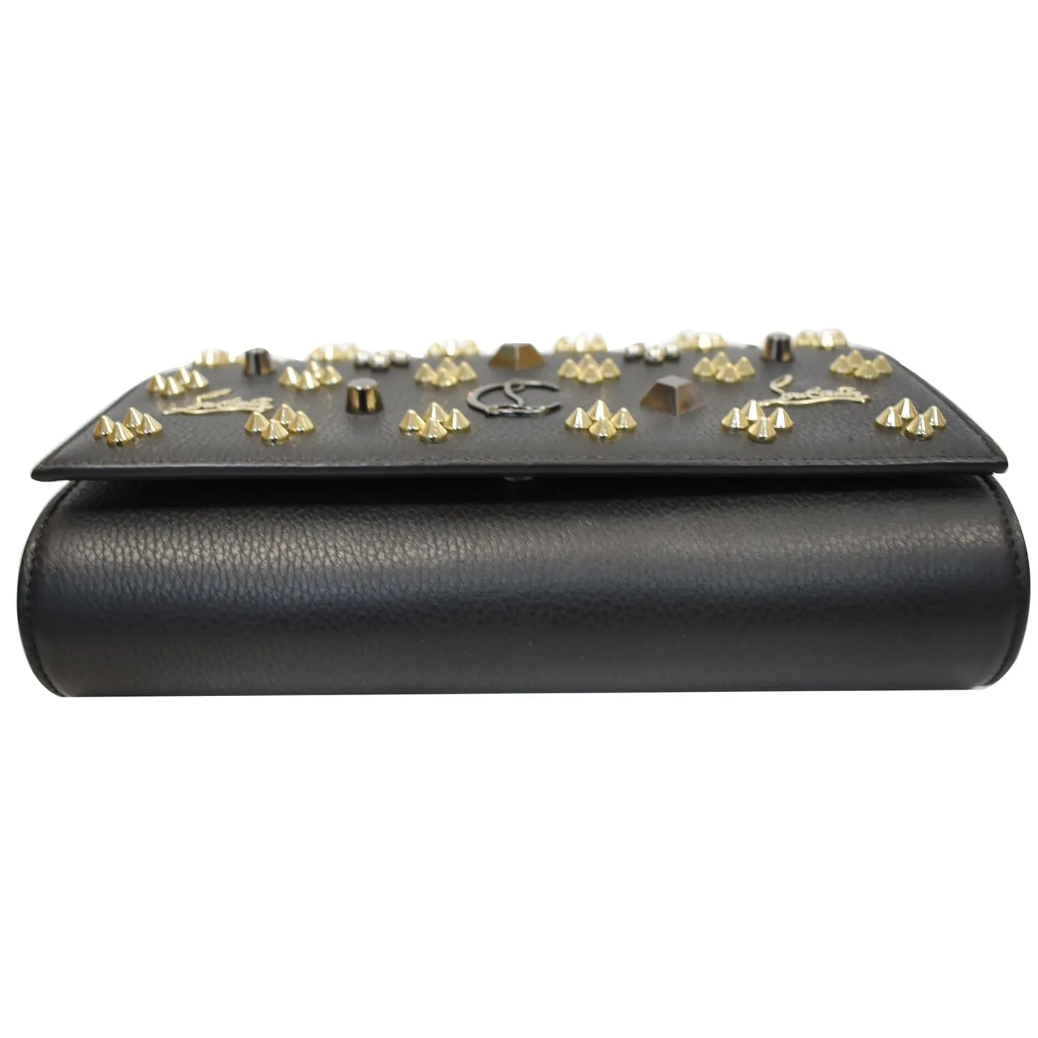 CHRISTIAN LOUBOUTIN Paloma Embellished Leather Chain Clutch Bag Black