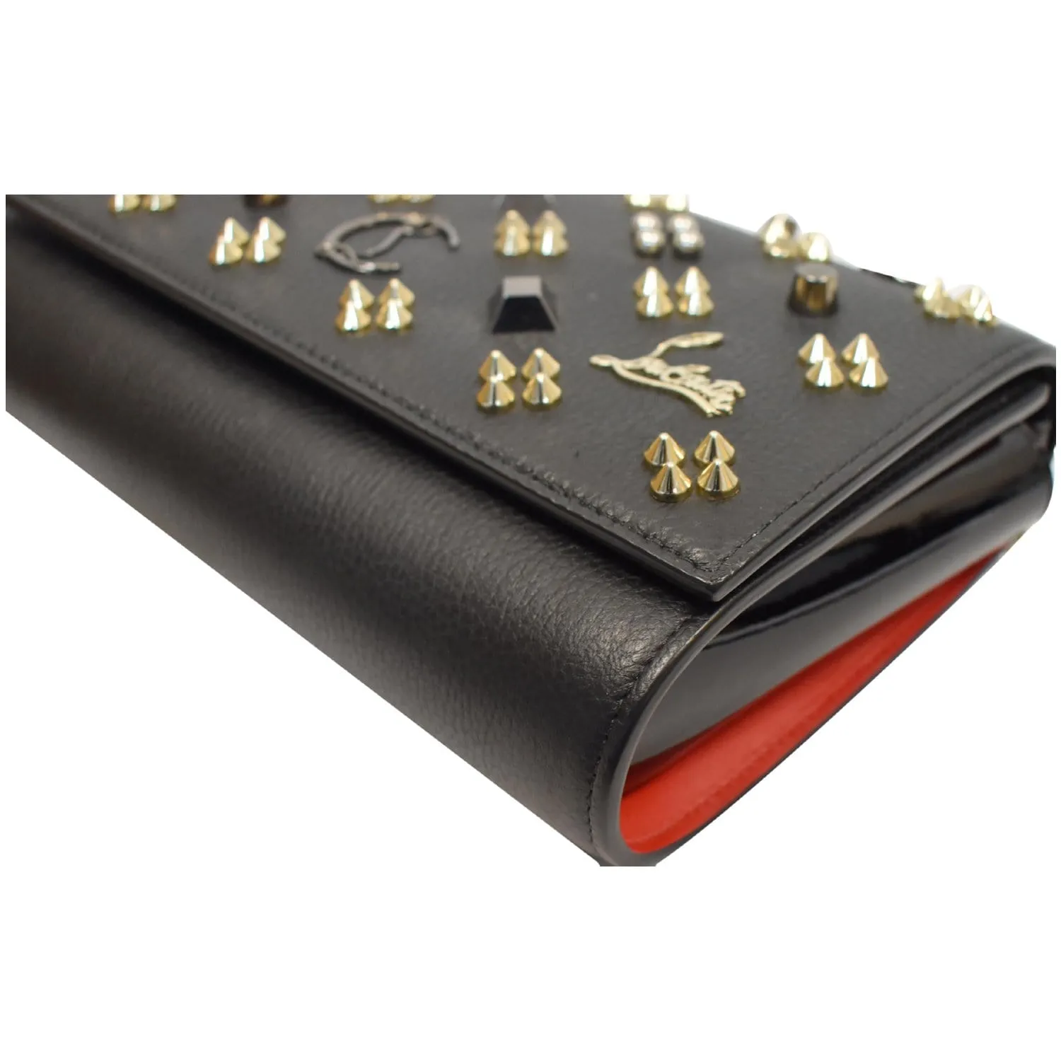 CHRISTIAN LOUBOUTIN Paloma Embellished Leather Chain Clutch Bag Black
