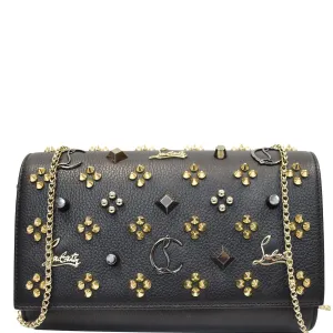 CHRISTIAN LOUBOUTIN Paloma Embellished Leather Chain Clutch Bag Black