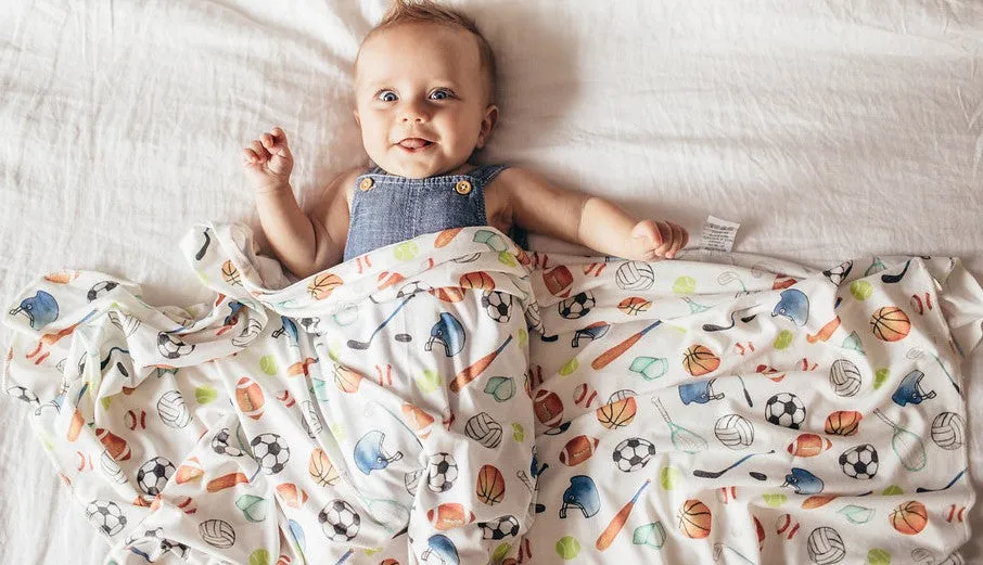 Copper Pearl Varsity Swaddle Blanket