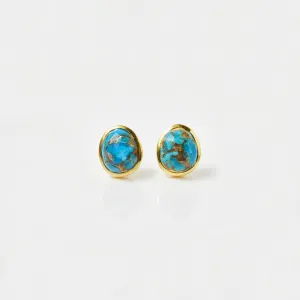 Copper Turquoise Stud Earrings