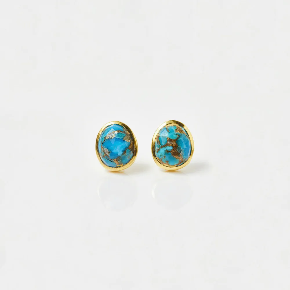 Copper Turquoise Stud Earrings