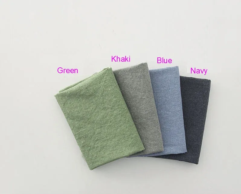 Cotton Linen Blend, Pigment Bio Washing, Red, Beige, Gray, Charcoal, Blue, Pink, Khaki, Green Navy Brown, Solid Colors - By the Yard 41815-1