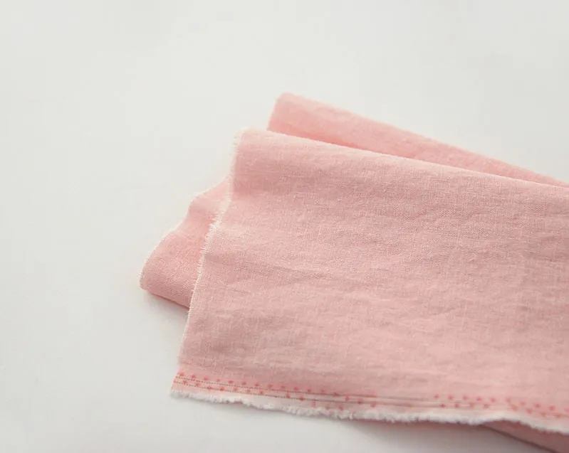 Cotton Linen Blend, Pigment Bio Washing, Red, Beige, Gray, Charcoal, Blue, Pink, Khaki, Green Navy Brown, Solid Colors - By the Yard 41815-1
