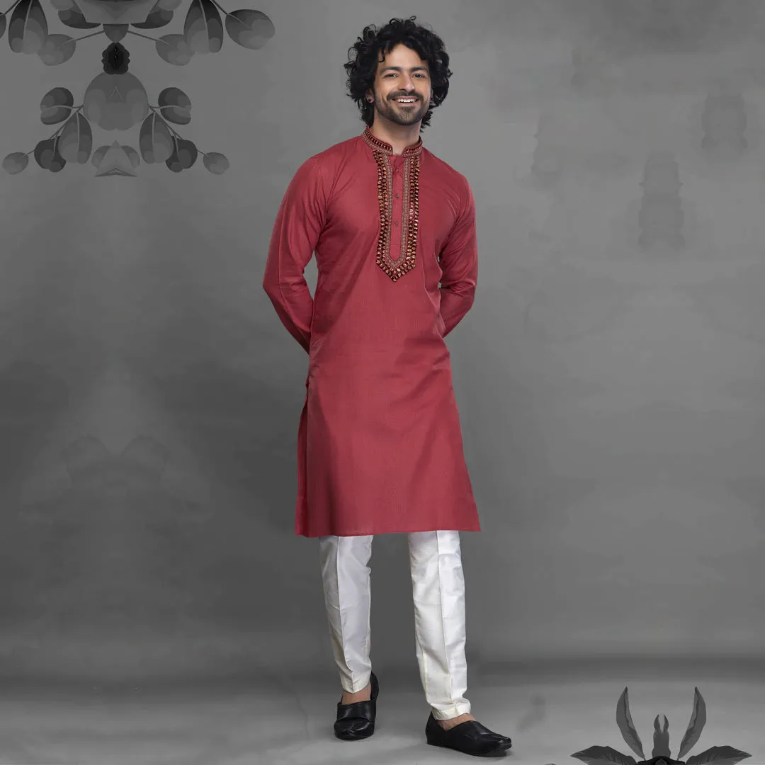 Crimson Blaze Bold Red Kurta