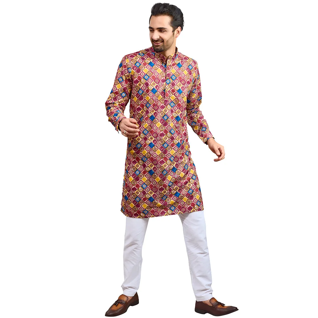 Crimson Blossom Pattern Kurta
